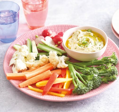 Broccoli Hummus with Crunchy Crudites