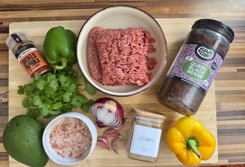 Beef Taco Bowl with Black Beans.