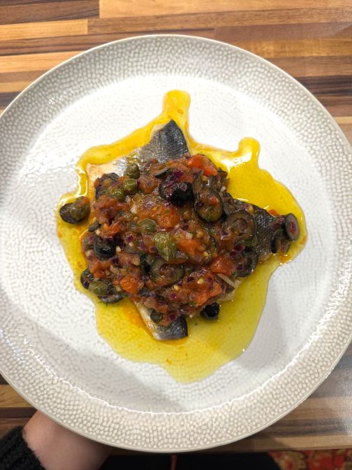 Oven-Baked Seabass with Warm Tomato Salsa