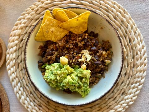 Beef Taco Bowl with Black Beans.