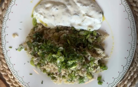 Spring Rice with Herby Yogurt  